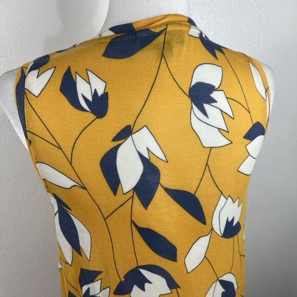 ModCloth Tank Top Women Small Yellow Blue Floral Print Soft Stretch Relaxed - Picture 12 of 13
